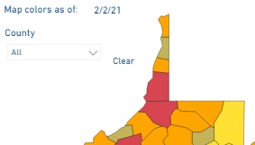 Brooke County Gold on Wednesday COVID Map